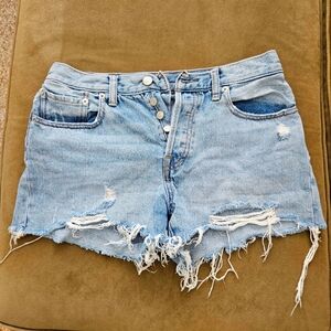 We The Free | Mid Rise Denim Cutoff Jean Shorts, Blue Denim, Size 28